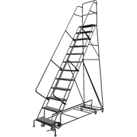 &eacute;chelles roulantes multidirectionnelles, 12 marches, Largeur de la marche 24", Hauteur de la plateforme 120", Acier Maritime Industrial Rubber