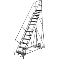 &eacute;chelles roulantes multidirectionnelles, 13 marches, Largeur de la marche 24", Hauteur de la plateforme 130", Acier Maritime Industrial Rubber