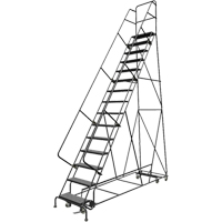 &eacute;chelles roulantes multidirectionnelles, 15 marches, Largeur de la marche 24", Hauteur de la plateforme 150", Acier Maritime Industrial Rubber
