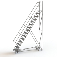 &eacute;chelles roulantes multidirectionnelles, 15 marches, Largeur de la marche 24", Hauteur de la plateforme 150", Acier Maritime Industrial Rubber