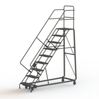 Heavy Duty Safety Slope Ladder, 9 Steps, Perforated, 50° Incline, 90" High Maritime Industrial Rubber