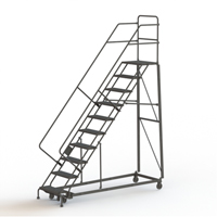 Heavy Duty Safety Slope Ladder, 10 Steps, Serrated, 50° Incline, 100" High Maritime Industrial Rubber