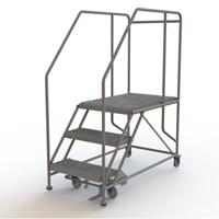 Plateforme de travail mobile, Acier, 3 Marches, 30" ha, 35" p, 24" Marche, Stri&eacute; Maritime Industrial Rubber