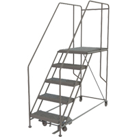 Plateforme de travail mobile, Acier, 5 Marches, 50" ha, 35" p, 24" Marche, Stri&eacute; Maritime Industrial Rubber