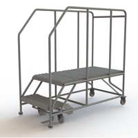 Plateforme de travail mobile, Acier, 2 Marches, 20" ha, 47" p, 24" Marche, Stri&eacute; Maritime Industrial Rubber