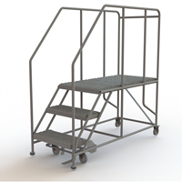 Plateforme de travail mobile, Acier, 3 Marches, 30" ha, 47" p, 24" Marche, Stri&eacute; Maritime Industrial Rubber