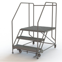 Plateforme de travail mobile, Acier, 3 Marches, 30" ha, 36" p, 36" Marche, Stri&eacute; Maritime Industrial Rubber
