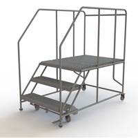 Plateforme de travail mobile, Acier, 3 Marches, 30" ha, 48" p, 36" Marche, Stri&eacute; Maritime Industrial Rubber