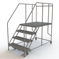 Plateforme de travail mobile, Acier, 4 Marches, 40" ha, 48" p, 36" Marche, Stri&eacute; Maritime Industrial Rubber