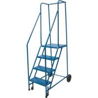 Rolling Step Ladder, 4 Steps, 18" Step Width, 37" Platform Height, Steel Maritime Industrial Rubber
