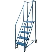 Rolling Step Ladder, 5 Steps, 18" Step Width, 46" Platform Height, Steel Maritime Industrial Rubber