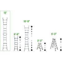 &eacute;chelle t&eacute;lescopique multipositions, 2,916' - 9,75', Aluminium, 300 lb, CSA calibre 1A Maritime Industrial Rubber