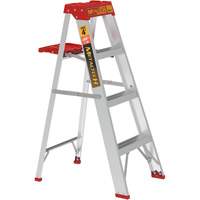 Step Ladder with Paint Tray, 4', Aluminum, 200 lbs. Capacity, Type 3 Maritime Industrial Rubber