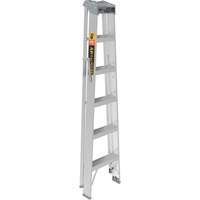 Step Ladder, 6', Aluminum, 225 lbs. Capacity, Type 2 Maritime Industrial Rubber