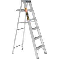 Step Ladder with Paint Tray, 6', Aluminum, 225 lbs. Capacity, Type 2 Maritime Industrial Rubber