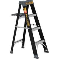 Step Ladder with Paint Tray, 4', Fibreglass, 250 lbs. Capacity, Type 1 Maritime Industrial Rubber
