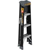 Step Ladder with Paint Tray, 4', Fibreglass, 250 lbs. Capacity, Type 1 Maritime Industrial Rubber