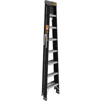 Step Ladder with Paint Tray, 8', Fibreglass, 250 lbs. Capacity, Type 1 Maritime Industrial Rubber