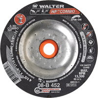 Meule combin&eacute;e HP Combo vissable, 4-1/2" x 1/8", Arbre de 5/8"-11, Type 27S Maritime Industrial Rubber