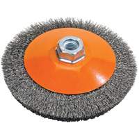 Meule soucoupe &agrave; fils cr&ecirc;p&eacute;s, 5" dia., Fils 0,012", Arbre 5/8"-11 Maritime Industrial Rubber