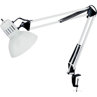 Swing Arm Clamp-On Desk Lamps, 100 W, Incandescent, C-Clamp, 36" Neck, White Maritime Industrial Rubber