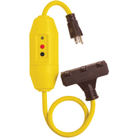 GFCI Protected Tri-Cords, 120 V, 15 A, 2' Cord Maritime Industrial Rubber