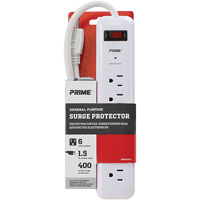 Surge Protector, 6 Outlets, 400 J, 1875 W, 2' Cord Maritime Industrial Rubber