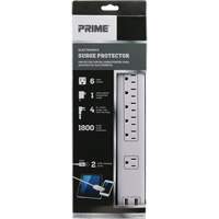 USB Charging Surge Protectors, 6 Outlets, 1800 J, 1875 W, 4' Cord Maritime Industrial Rubber