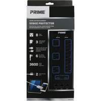 USB Charging Surge Protectors, 8 Outlets, 3600 J, 1875 W, 6' Cord Maritime Industrial Rubber