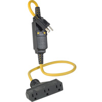 Triple-Tap Inline GCFI Extension Cord & Connector, 120 V, 15 Amps, 3' Cord Maritime Industrial Rubber