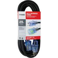 Cordon rallonge All-Rubber, Ext&eacute;rieur, SJOOW, AWG 14/3, 15 A, 25' Maritime Industrial Rubber