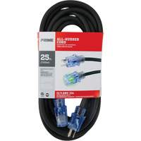 Cordon rallonge All-Rubber, Ext&eacute;rieur, SJOOW, AWG 12/3, 15 A, 25' Maritime Industrial Rubber