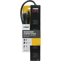 Bloc multiprise pour atelier en m&eacute;tal, 6 Prise(s), 3', 15 A, 1875 W, 125 V Maritime Industrial Rubber