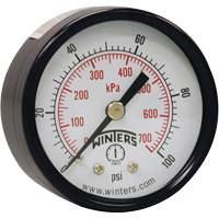 Manom&egrave;tre &eacute;conomique,  2", 0 - 160 psi, Fixation arri&egrave;re, Analogique Maritime Industrial Rubber