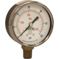 Manom&egrave;tre &eacute;conomique,  2-1/2", 0 - 60 psi, Fixation inf&eacute;rieure, Analogique Maritime Industrial Rubber